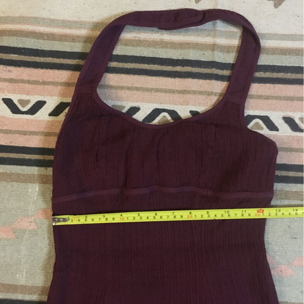 Free est Small halter backless maxi dress burgundy stretchy crepe EUC